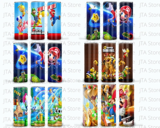 Super Mario Bros 40 Straight and Tapered Tumbler Designs Bundle
