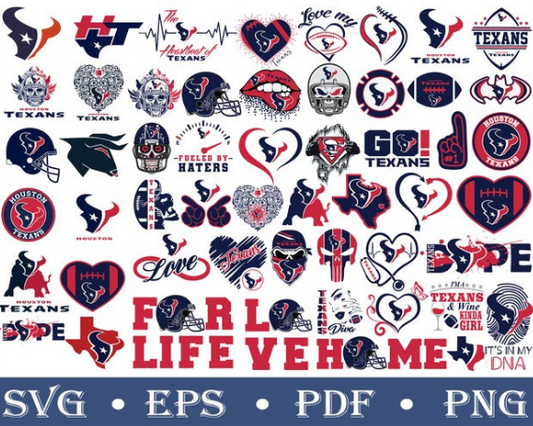 Houston Texans 70+ SVG Bundle Package Designs